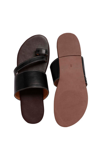 Black Cruelty Free Leather Sliders